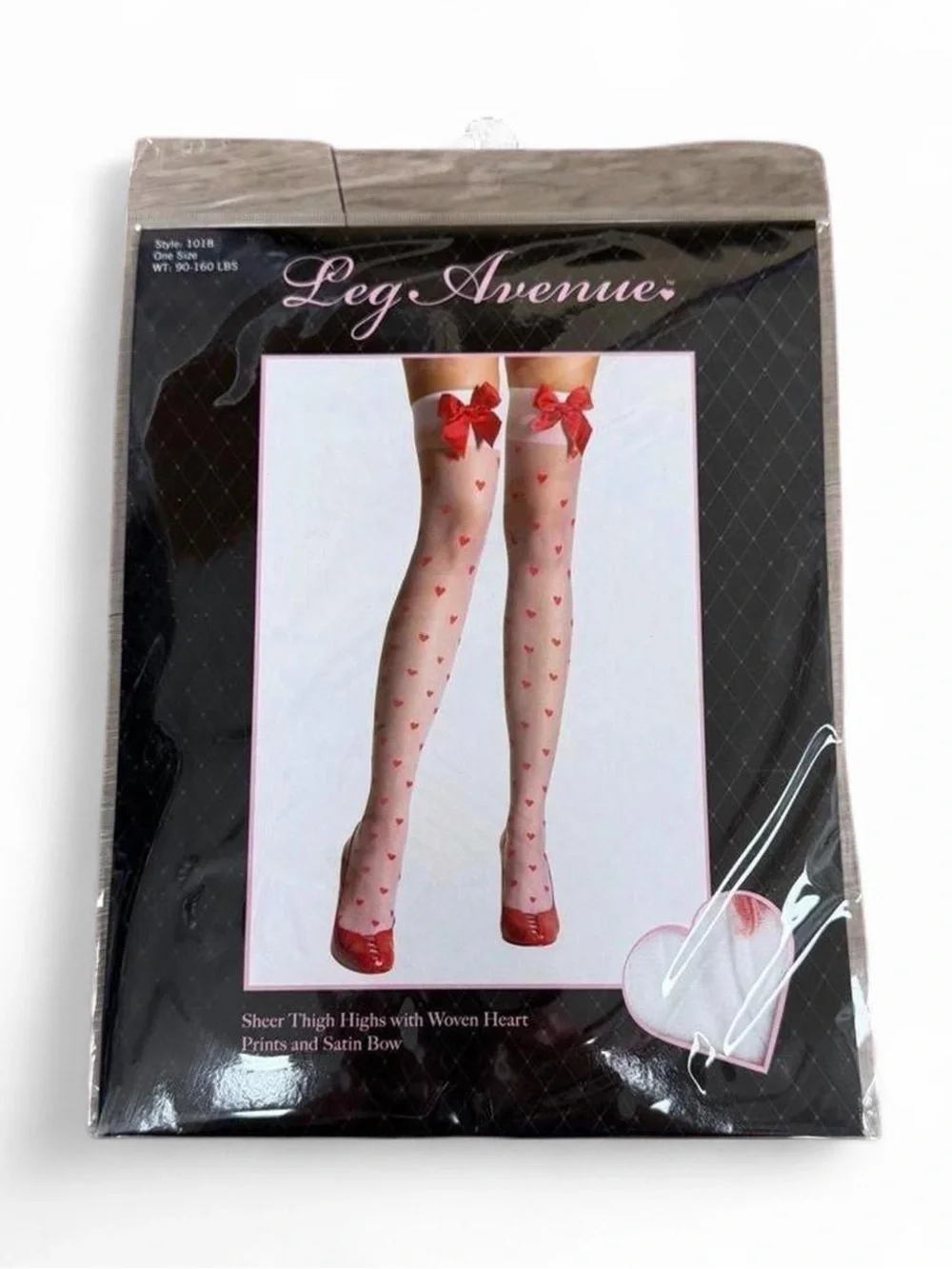 Y2K Deadstock 2000s leg avenue sheer nylons thigh highs with hearts♥️